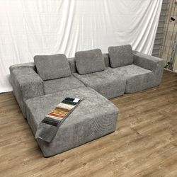 Puffer Couch Gray Modular Sectional Sofa