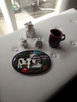 Creamer set pitcher cow hot plate