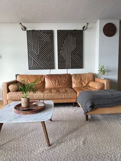 Article - Leather Sectional Sofa (100”)