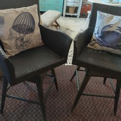 2 WICKER LIKE  BAR STOOLS AT PICKY PINCHERS 3643 5TH AVE N ST PETE OPEN TODAY NOON TO 6  FREE DELIVERY