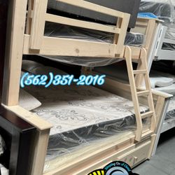 Twin Full White Wash Bunk Bed With Mattresses Colchones Bonitos 