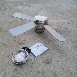 Craftmade Flush Mount Ceiling Fan With LED Light And Remote Tempo 44 Inch Brushed Polished Nickel