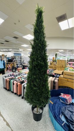 8FT Artificial Cedar Tree – Realistic Tall Indoor/Outdoor Décor 🌲