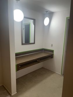 Floating vanity/table top with mirror and 2 drawers