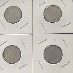 4 x Liberty Head V Nickel US Five Cents