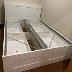 Queen Storage Bed Frame w/ Headboard – Great Condition