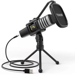 TONOR USB Microphone for PC with Tripod Stand, Pop Filter, Shock Mount, TC30