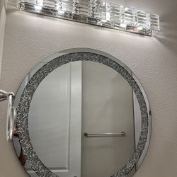 Silver Round Mirror