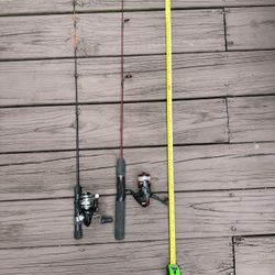 2 Zebco ‘ Bass Pro Dock kayaking Canoeing Small Fishing Rod And Reel Combos
