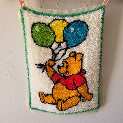 Vintage Disney Winnie the Pooh Latch Hook Wall Hanging