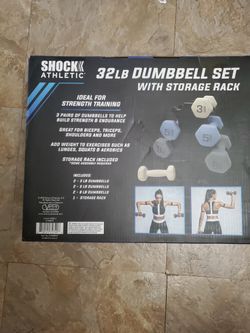 DUMBELL SET WITH STORAGE RACK 32LB