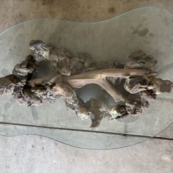 Elegant Driftwood Glass Top Coffee Table 