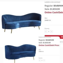 Royal blue & gold couches