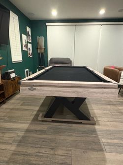 Modern Pool table with cues and balls NEED GONE!