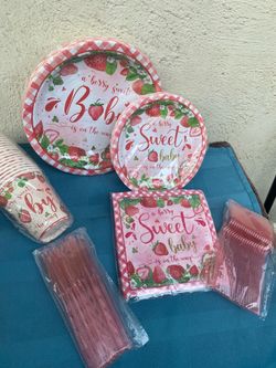 Strawberry Baby Shower Party Supplies Set