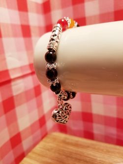 Chakra Bracelet with Brilliant polished Heart pendant