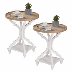 Round Side Tables Set of 2 - Farmhouse style
