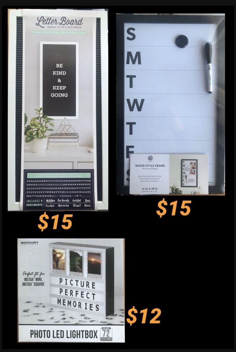Home Decor Organization Schedule Weekly Dry Erase Boards And LED Letter Box And Letter Boards - Bundle Of 3 $30