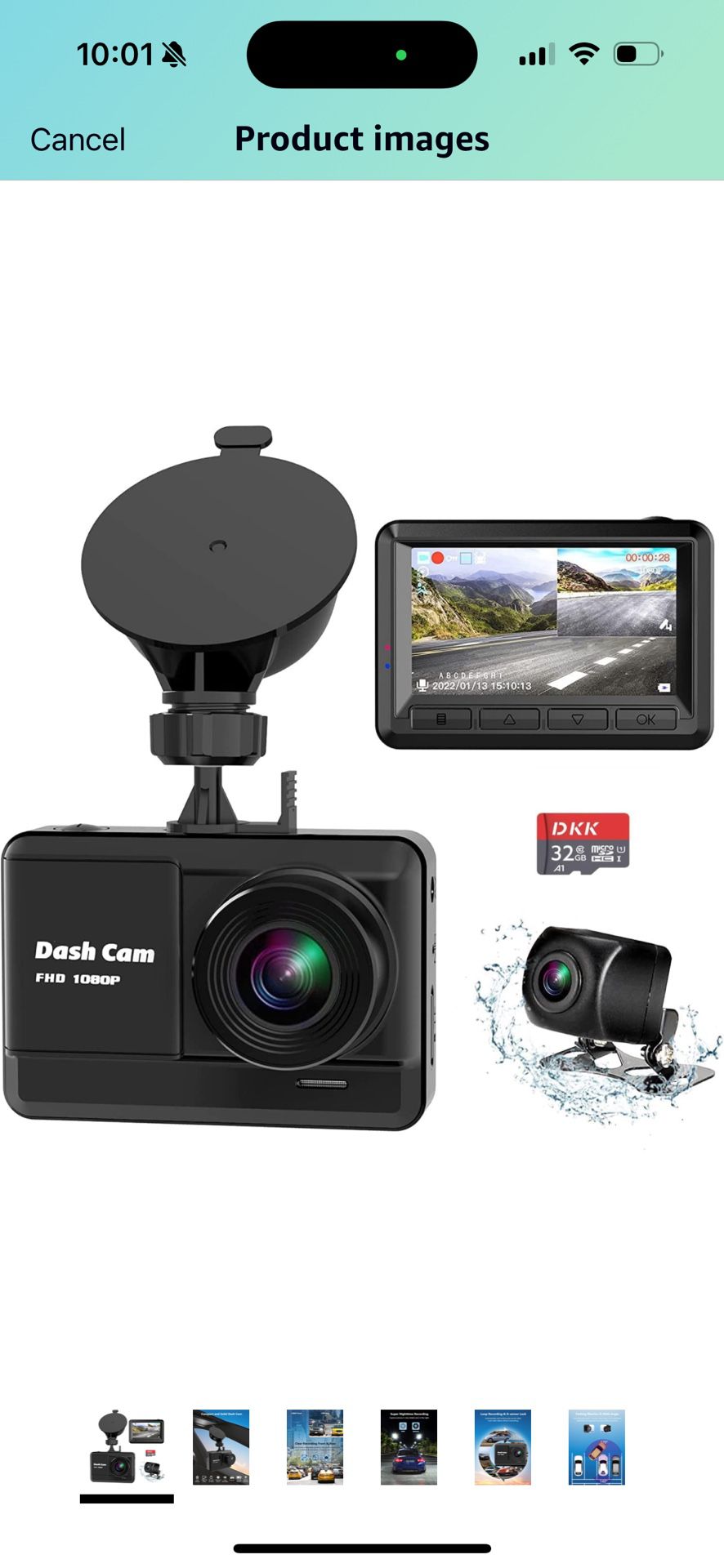 Dash Cam Front and Rear, Mini Dash Cam 1080P Full HD with 32GB SD Card, 2.45 inch IPS Screen, 2 Mounting Ways, Night Vis, WDR, Accident Lock, Loop Rec