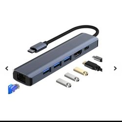 BYL-2210 6 in 1 USB-C / Type-C to USB Multifunctional Docking Station HUB Adapter with 1000M Network Port