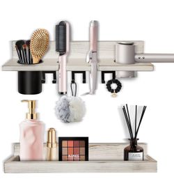 Diyfire 2-Tier Hair Tool Organizer/White/Durable Pine Wood