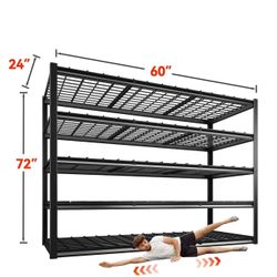 🥨60" W Garage Shelving 3000LBS Heavy Duty Storage Shelves Adjustable 5 Tier Metal Shelving Unit for Storage Rack Garage Storage Shelves 