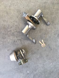 Front door handle, lock, deadbolt and keys