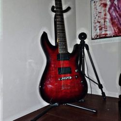 Used Schecter Guitar Research Demon 6 Crimson Red Burst Solid Body Electric Guitar
