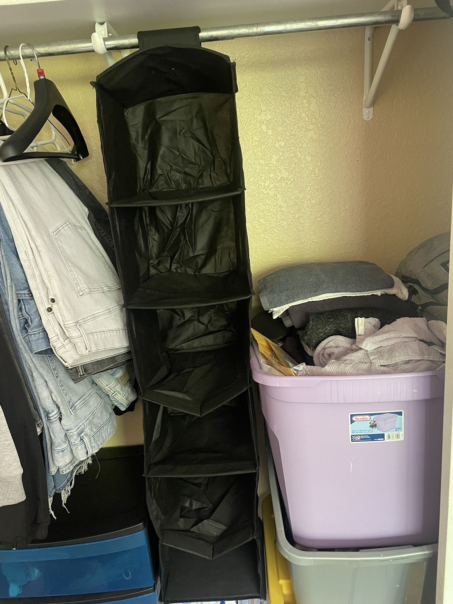6 Shelf Non Woven Hanging Closet Organizer Black