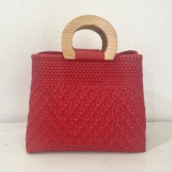 Tote, bag, purse Summer Beach bag, Wooden Handle 