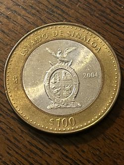 Silver  2004 Mexican 100 Pesos  Sinaloa Ley .925 Plata