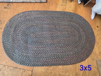 Oval Braided Rug 3x5 Blue Multi