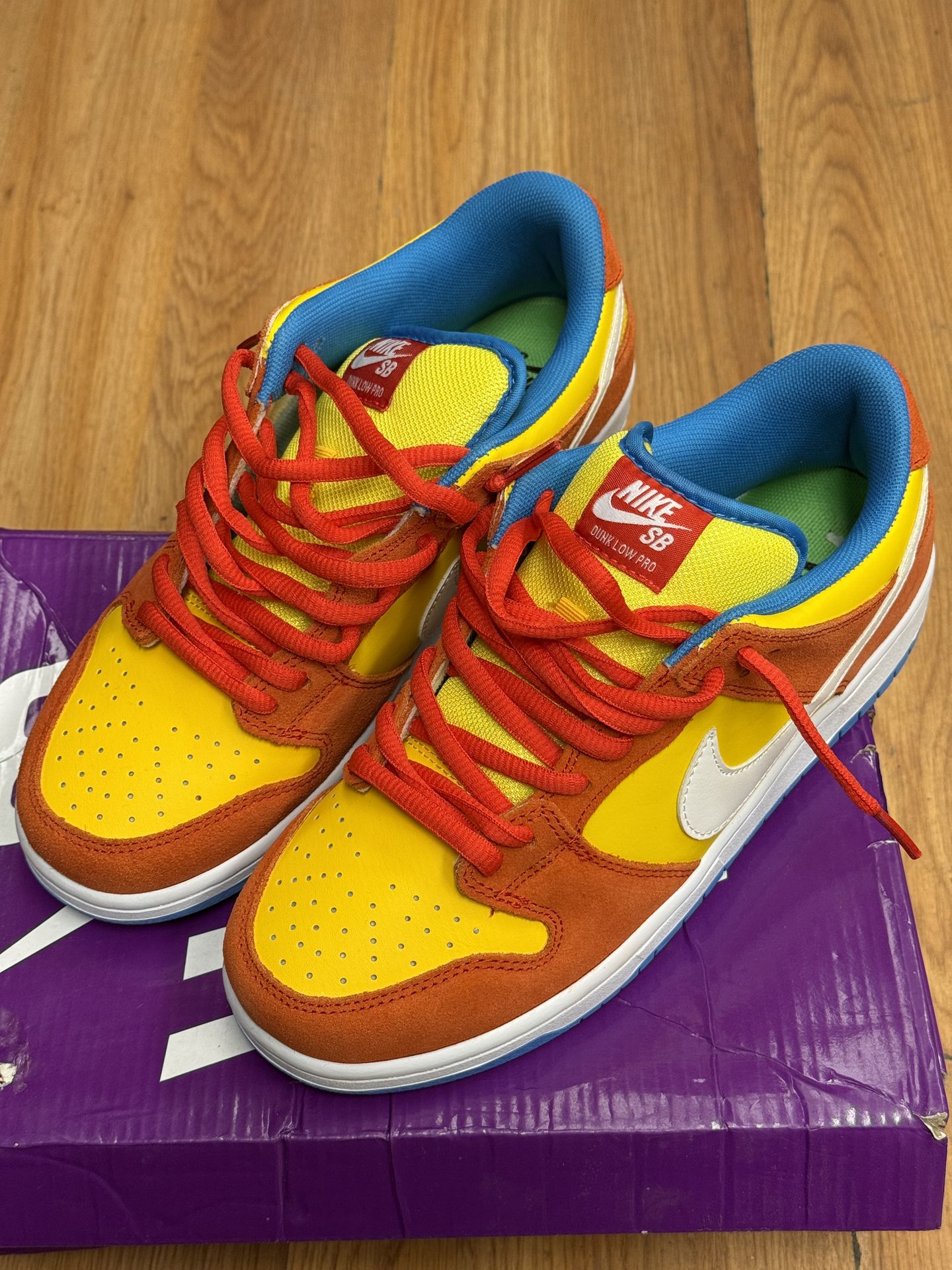 Nike SB Dunk Low Pro Orange Yellow Blue Shoes Men's Size 8.5