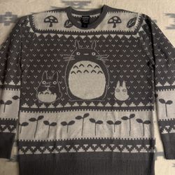 UGLY SWEATER WINS- Large Totoro Grey Sweater - Mildly Worn 