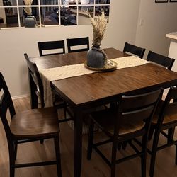 Beautiful Solid Wood Square Dining Table + 8 Chairs