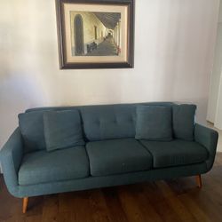 Blue Mid-century Modern Style Sofa 