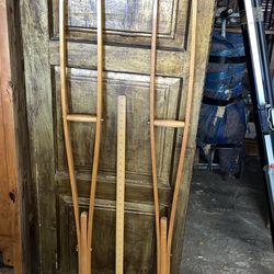 Antique Wood Crutches Adjustable Height
