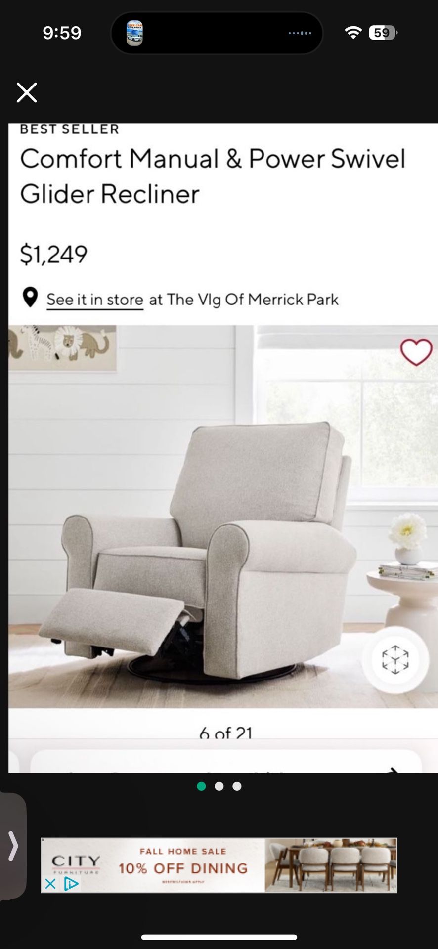 Pottery Barn Recliner Chair