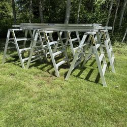 Aluminum, Sawhorses And Planks