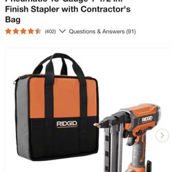 RIDGID Pneumatic 18-Gauge 1-1/2 in. Finish Stapler with Contractor's Bag