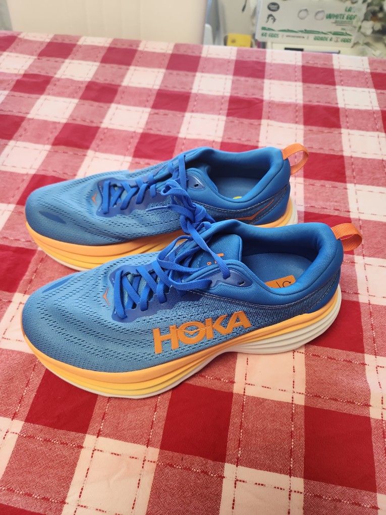HOKA Bondi – Size 9 (2E Wide) – Blue/Orange