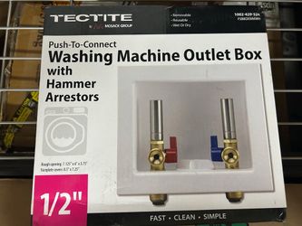 Tectite 1/2" Brass Push-to-Connect x 3/4" Hose Washing Machine Outlet Box w/Water Hammer Arrestors
