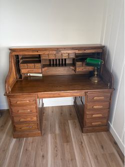 Roll top vintage wood desk