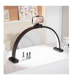 Half Moon Light – 29'' Foldable LED Nail Lamp w/Adjustable Color Phone Holder for Nail Techs Tattoos
