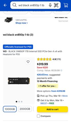 WD Black SN850P 1 Tb NVME
