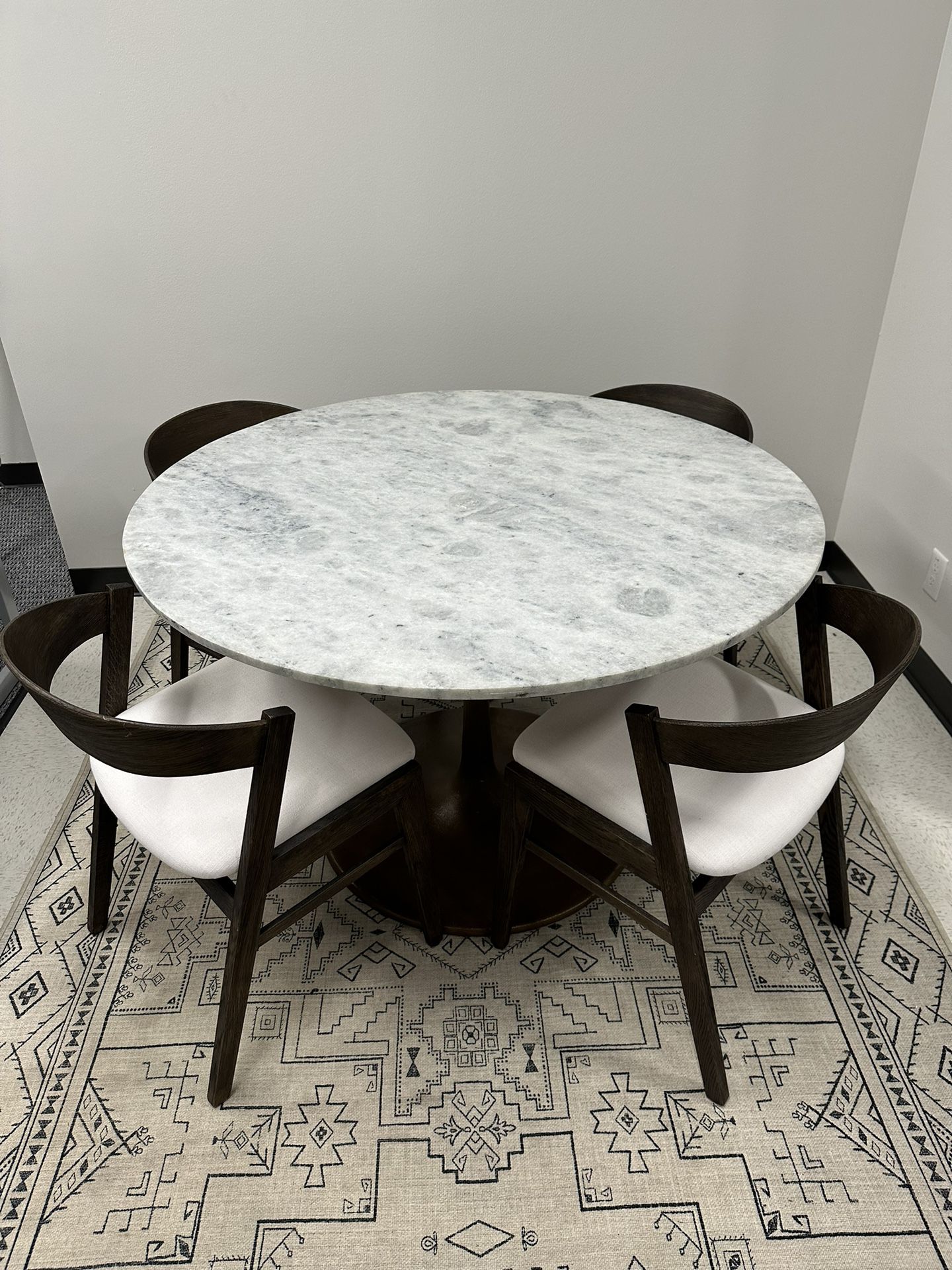 RH Chairs & Zuo Marble Dining Table