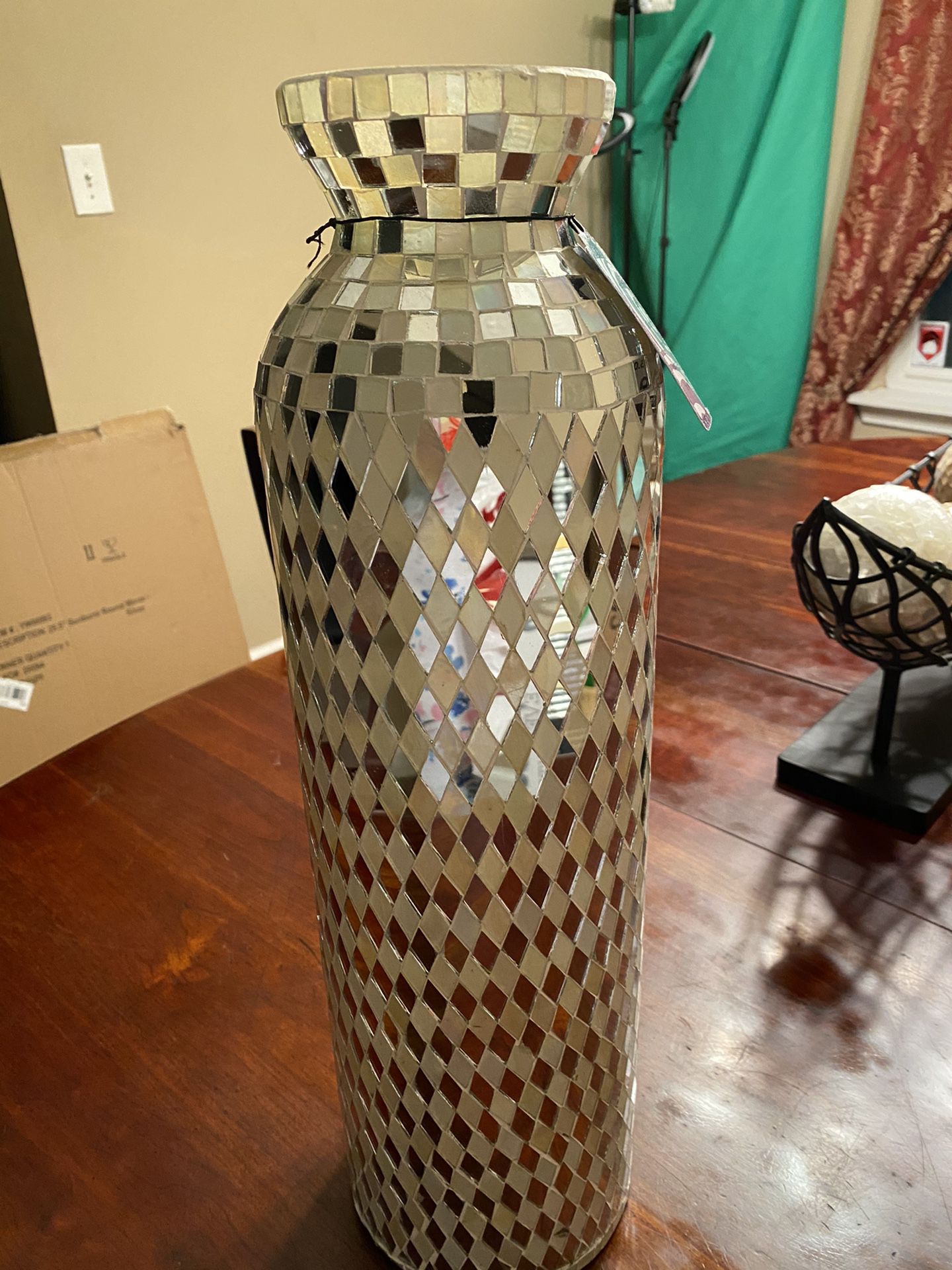 Tall glass vase