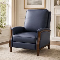 Genuine Leather Recliner Chair – Navy Blue – New