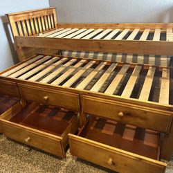 Twin Captain’s Bed With Trundle & 3 Drawer Storage 