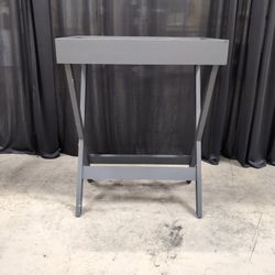 Gray Wood Tray Table with Floral Top